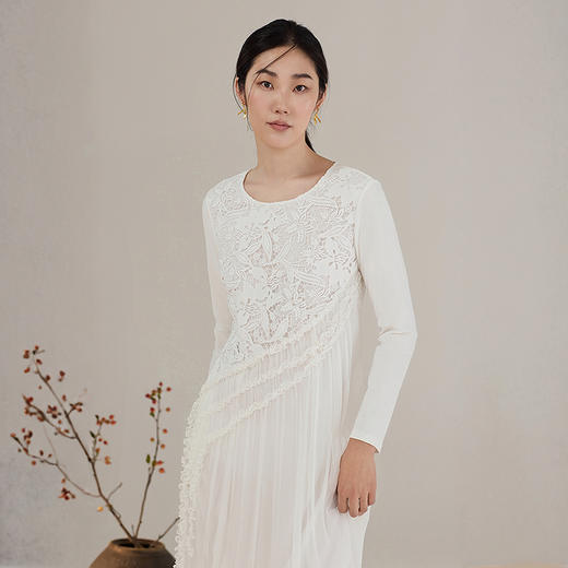 【林栖设计小店】【现货】真丝立体绣花连衣裙收腰紫色优雅长袖2025秋冬新款长裙女T1954114 商品图12