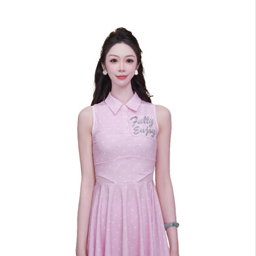 MAXRIENY2025年新款防晒连衣裙显瘦高腰运动无袖裙子印花钉珠短裙(货号:MF86DR012) 商品图1