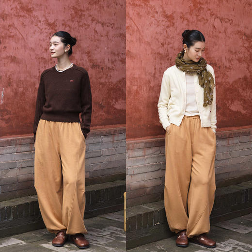 绽放女装584朵/纯棉宽松帅气阔感宽松收脚卫裤女文艺休闲长裤秋冬 商品图2