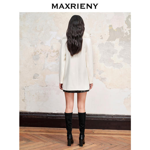 MAXRIENY【商场同款】雪绒之星新中式大衣冬款奶白色双面呢羊毛外套(货号:MC88CT516) 商品图2