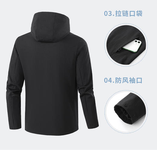 德系户外 2025春秋新款吸湿排汗运动夹克男女同款四维弹力外套 休闲梭织连帽上衣BS25587-Y 商品图3