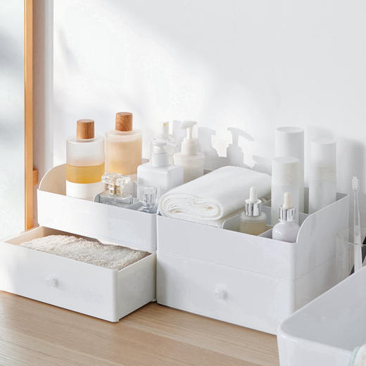 天马（TENMA）宜得利家居 多用途桌上收纳盒护肤品抽屉整理盒顶部带分格置物盒 商品图1