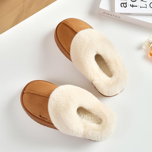 「加购2双自动减为53.9元」窠窠良品 时尚包头厚底毛茸茸棉拖 保暖舒适 柔软亲肤 冬季居家好物 KK530 商品图6