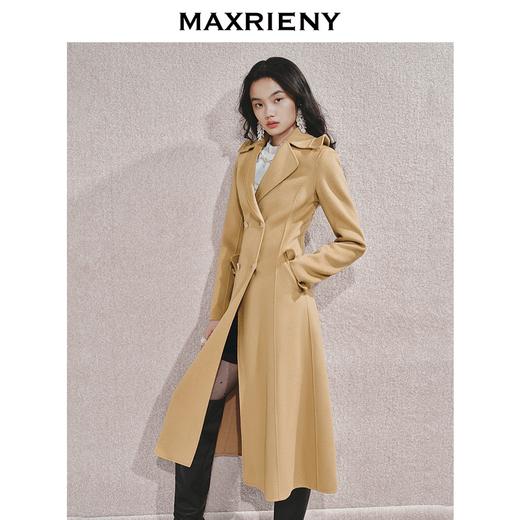 MAXRIENY纯色英伦风中长款毛呢外套女24秋新款羊毛大衣精致高级感(货号:MS85CT757) 商品图1