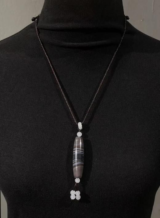 灰褐底白线缠丝玛瑙橄榄珠，顺丰包邮 商品图9