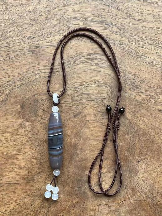 灰褐底白线缠丝玛瑙橄榄珠，顺丰包邮 商品图3