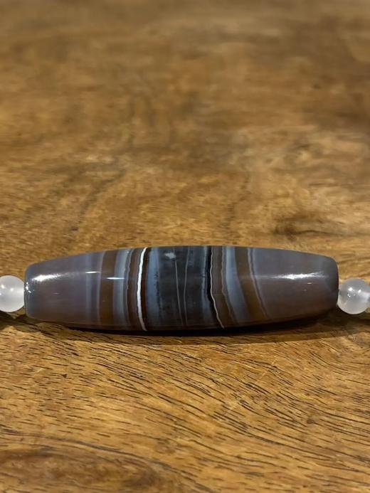 灰褐底白线缠丝玛瑙橄榄珠，顺丰包邮 商品图7