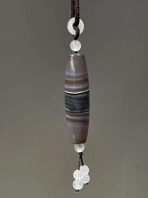 灰褐底白线缠丝玛瑙橄榄珠，顺丰包邮 商品图10