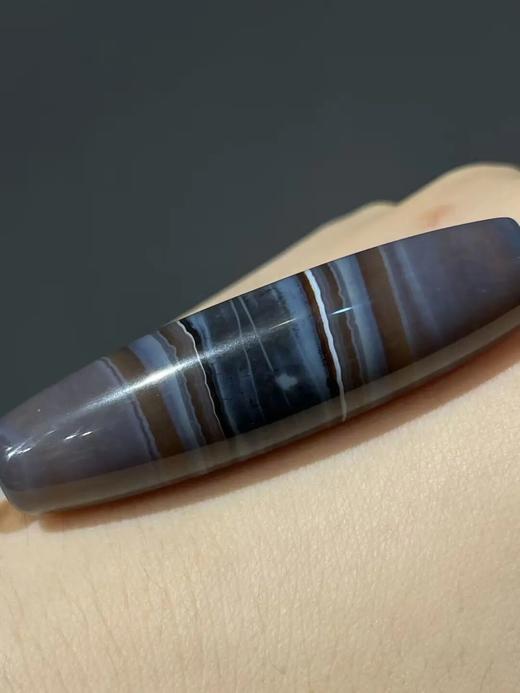 灰褐底白线缠丝玛瑙橄榄珠，顺丰包邮 商品图2