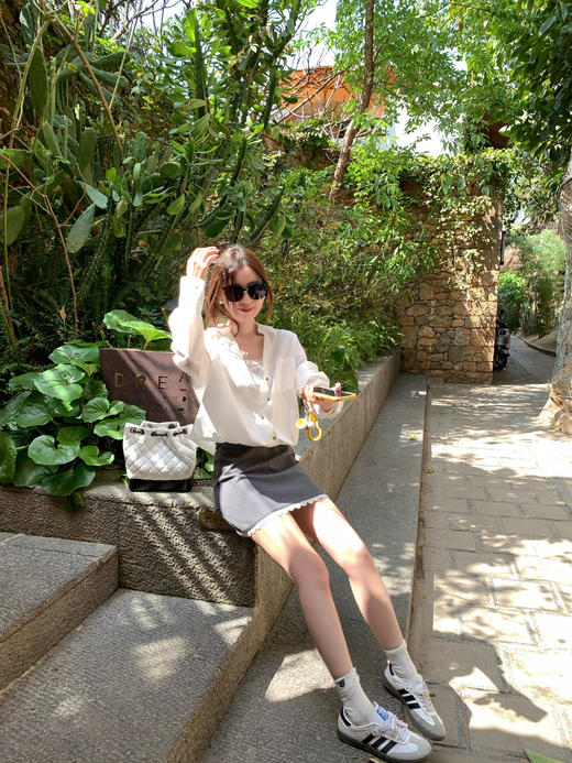 <曾小咸推荐>现货秒杀！最后一波 ！下摆蕾丝边灰色半身裙 日常119.99 立减60 秒杀59.99！假两件米白色衬衫秒杀79.99！！ 商品图10