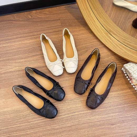 复古小羊皮（内衬含有羊皮）平底鞋--蝴蝶结圆头鞋 商品图2