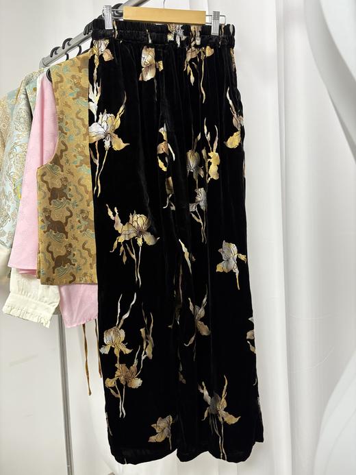 【新品】老钱风 印花复古 新中式 真丝丝绒裤 现货 福利品 不退不换 商品图0
