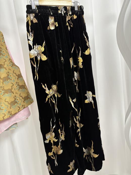 【新品】老钱风 印花复古 新中式 真丝丝绒裤 现货 福利品 不退不换 商品图4