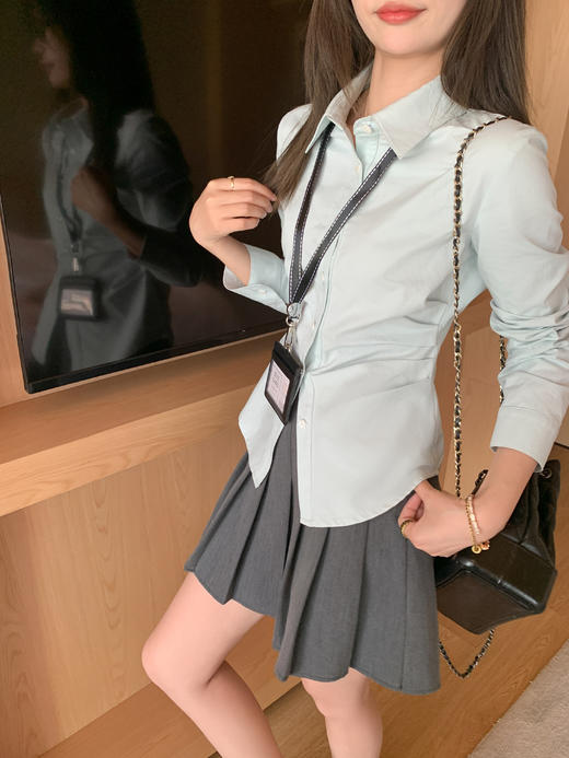 【129元任选2件】现货！2色百搭通勤修身显瘦短款衬衫 商品图9