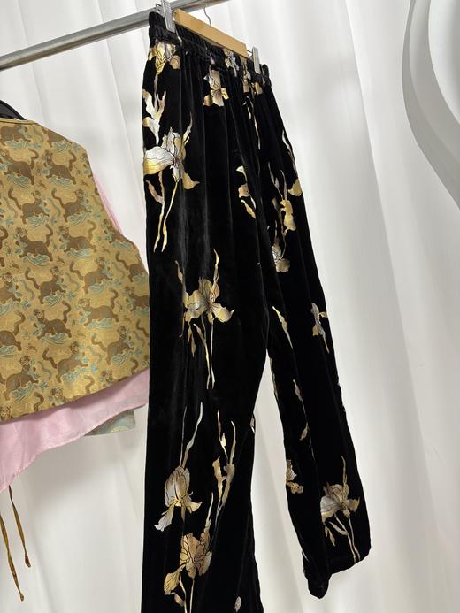 【新品】老钱风 印花复古 新中式 真丝丝绒裤 现货 福利品 不退不换 商品图1