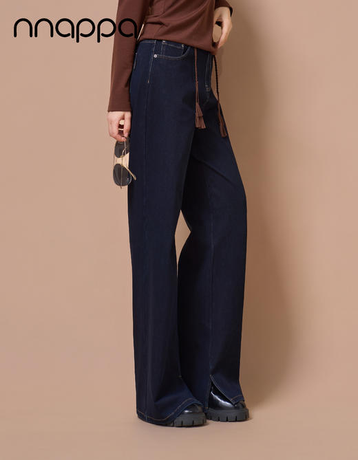 保暖丝斜纹牛仔外穿内开叉直筒裤PA29392 商品图1