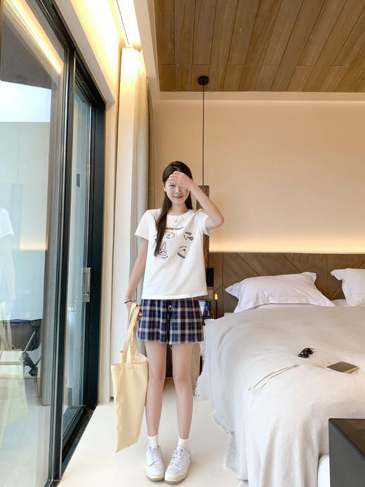 <曾小咸推荐>现货秒杀！最后一波 ！高腰显瘦休闲藏蓝色格子短裤 日常119.99 立减60 秒杀59.99！ 商品图8