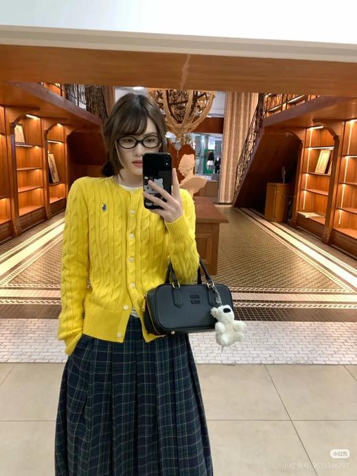 L@uren拉夫家/小马刺绣标粗纱大麻花针织宽松圆领开衫毛衣 商品图1