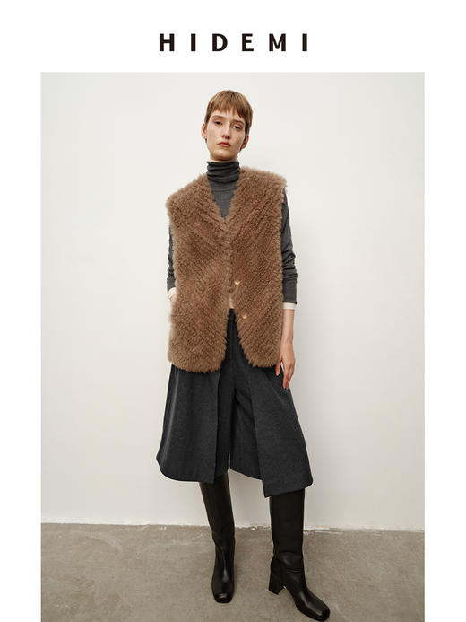 HIDEMI 进口羊毛极简显瘦立体翻折双层毛呢五分裤中裤配靴神裤 商品图8