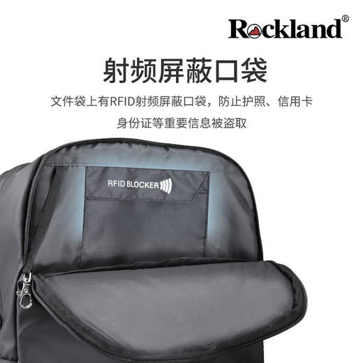 洛克兰自由系列牛津防盗双肩包 黑灰色—rxs 商品图8