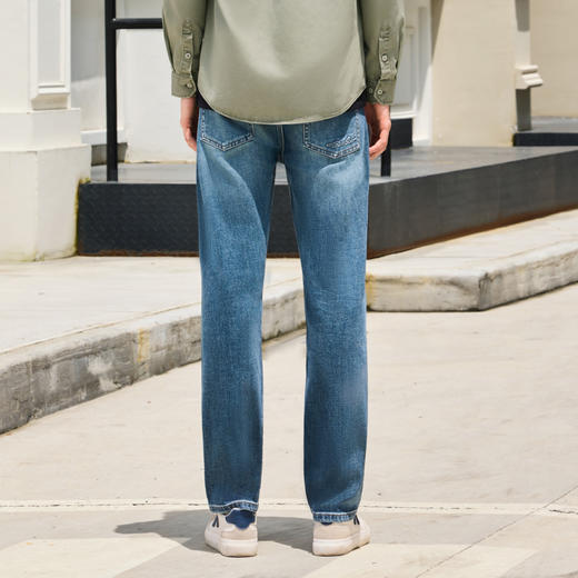 半身缘男裤 秋季牛仔裤棉宽松小直筒吸汗透气百搭253101U10130061 商品图4