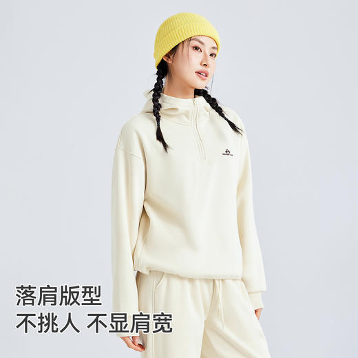 拓路者加绒连帽卫衣女2025年秋季新品半开襟套头上衣长袖加厚外套 商品图1