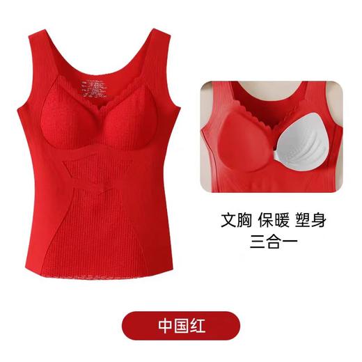 五只白鹅—蕾丝无痕背心一体式免穿文胸双层磨毛抗菌暖体衣73516 商品图2