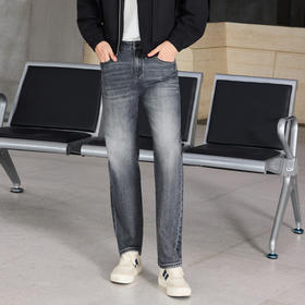 半身缘男裤 秋季牛仔裤纯棉直筒裤绣花时尚休闲253101U10130062