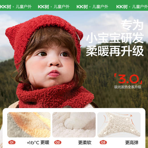 【云优选】KK树宝宝帽子秋冬款婴儿毛绒帽男童女孩保暖围脖A类小月龄护耳帽小耳朵绒绒帽 商品图1