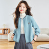 早秋双拉链短款针织开衫，宽松慵懒风毛衣外套拼色上衣CC-22-2713 商品缩略图1