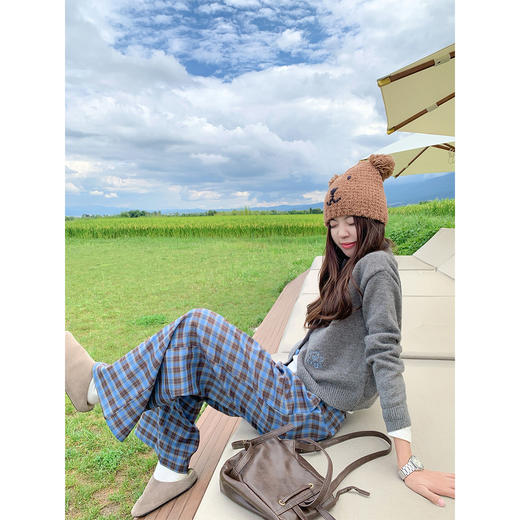 <曾小咸推荐>现货秒杀 ！微信超特价！韩系蓝格子休闲裤 日常179.99 立减90 秒杀89.99！！ 商品图2