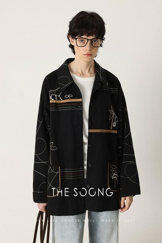 THESOONG/几何学 纯棉匠心万针刺绣翻领外套HWWT7515 商品图5