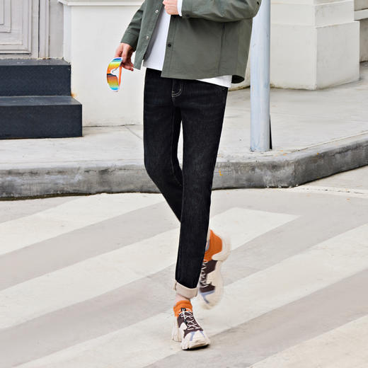 半身缘男裤 秋季都市休闲牛仔裤棉柔软修身潮流253301U10130063 商品图2