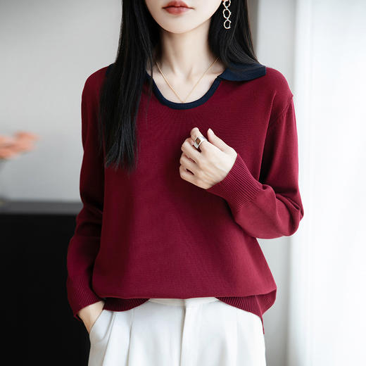 宽松时尚翻领打底衫，显瘦减龄遮肚子内搭毛衣CC-XIX-8083 商品图3