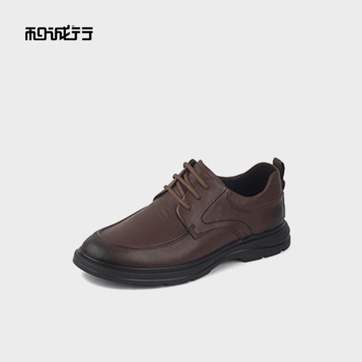 和诚行2025秋季百搭男式商务休闲皮鞋系带舒适真皮皮鞋0660219 商品图1