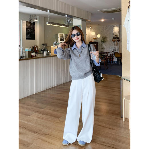 <曾小咸推荐>假两件Polo领格纹针织衫【预售款，预计3-15天发货】 商品图1