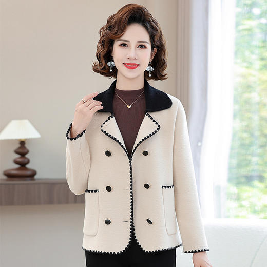 W211-7730-105-168小香风风妈妈秋装针织翻领外套2025新款中老年女装春秋洋气夹克开衫 商品图1