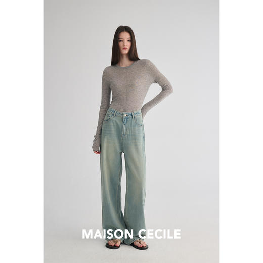 MAISON CECILE 秋季复古松弛水洗做旧显瘦百搭直筒牛仔裤 商品图2