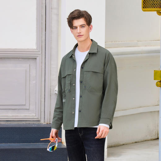半身缘男装 秋季夹克衬衫外套舒适透气易清洗百搭253212U01310041 商品图3