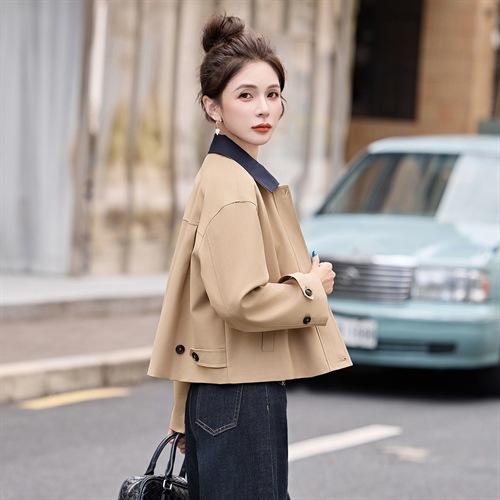 松弛感秋季简约撞色洋气减龄宽松版休闲纯色气质风衣通勤外套ZYF8879 商品图4