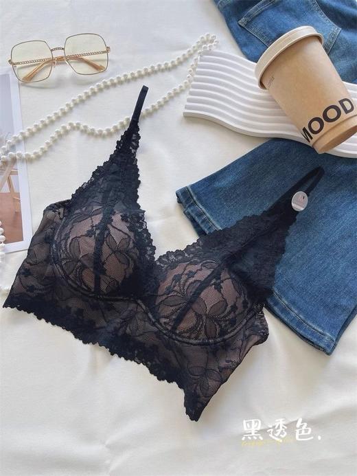 【限时购！79抢2件！】万络媞法式仙女内衣 V领蕾丝花边优雅精致薄款网纱轻盈美背文胸 商品图9