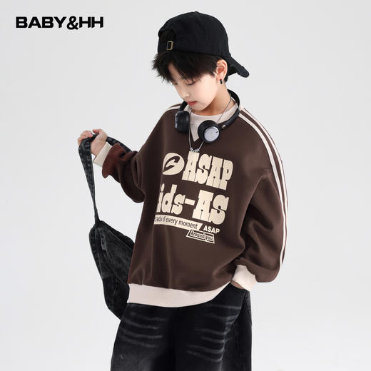 男童秋季韩范撞色美拉德运动卫衣2025新款青少年儿童男孩宽松上衣 商品图0