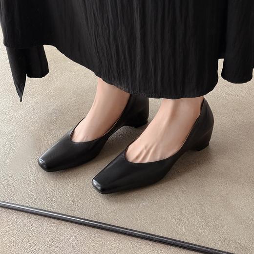 【预售5天】真皮平底内增高时尚单鞋，百搭极简风浅口低跟软皮小皮鞋KLLN&4606 商品图4