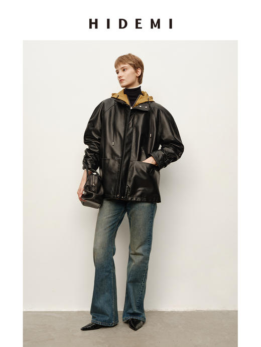 HIDEMI 都市单宁系列猫须水洗做旧感显瘦中低腰喇叭牛仔裤长裤 商品图6