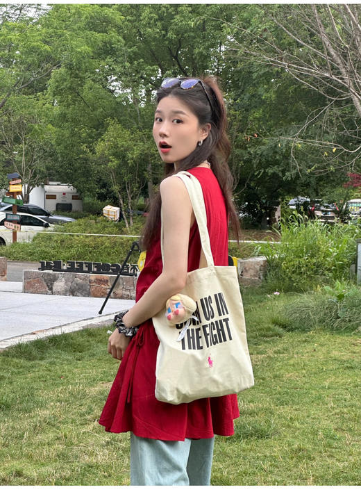 R.L 粉标刺绣 帆布购物袋 托特小包 PJ023 商品图5