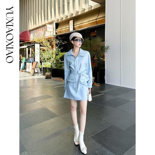 余潇潇【都市写意】100绵羊皮立领短款皮衣搭腰带&微A短款皮半裙 商品图4