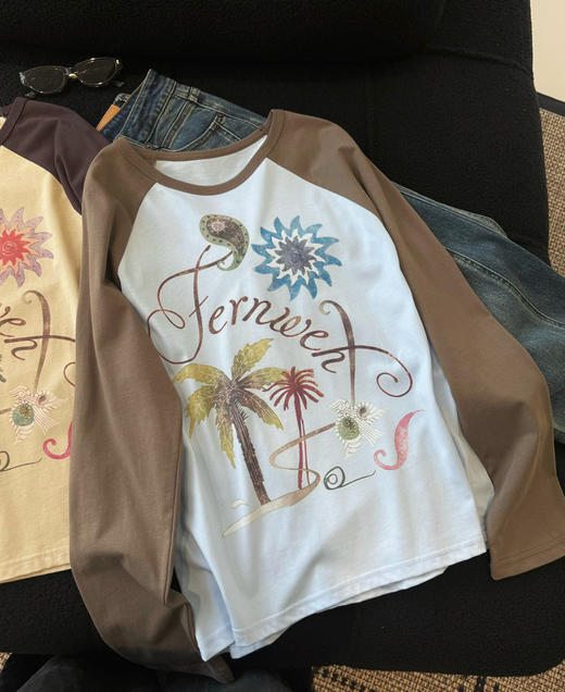 100%棉设计师款打底衫T恤衫08252 商品图9