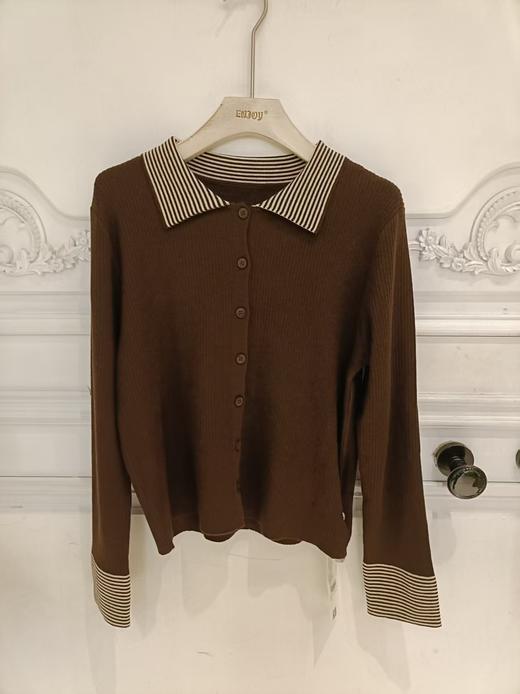 【门店同款】ENJOY秋季拼条纹polo领针织衫 165800057 商品图1