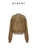 HIDEMI 进口长绒绒麂皮极简短款外套复古做旧连帽夹克短款皮衣 商品缩略图6