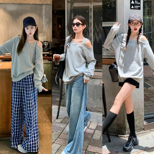 <曾小咸推荐>2.17现货秒杀 ！微信超特价！斜肩长袖卫衣 日常159.99 立减80 秒杀79.99！！ 商品图1